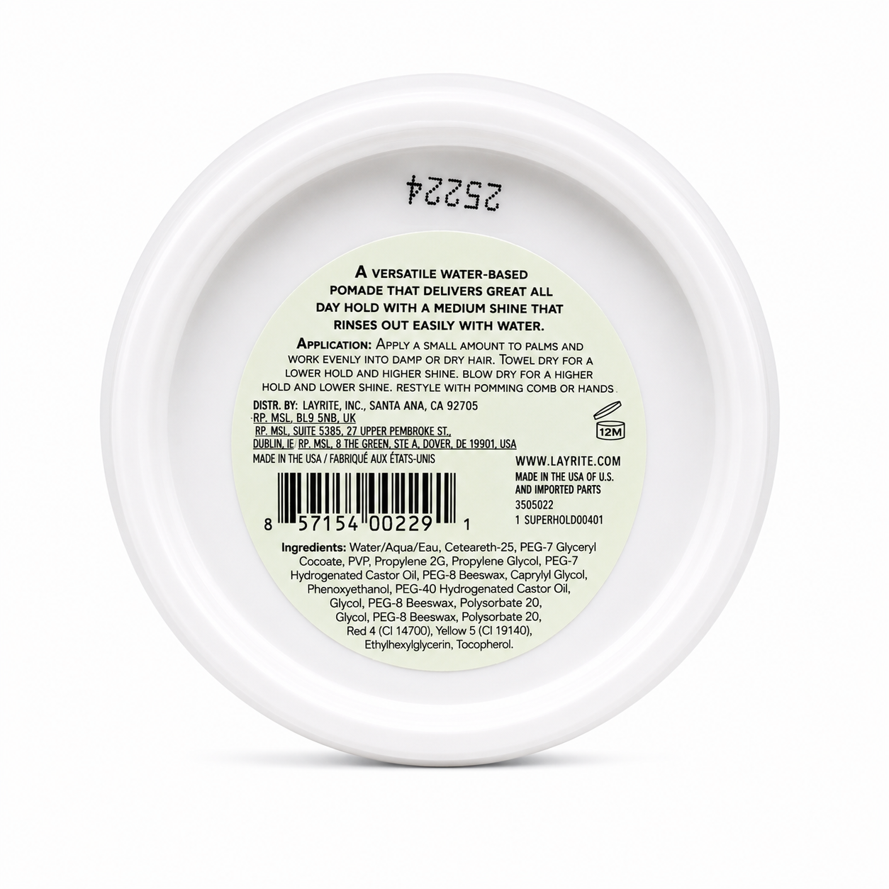 Layrite Original Pomade 120g Ingredients 