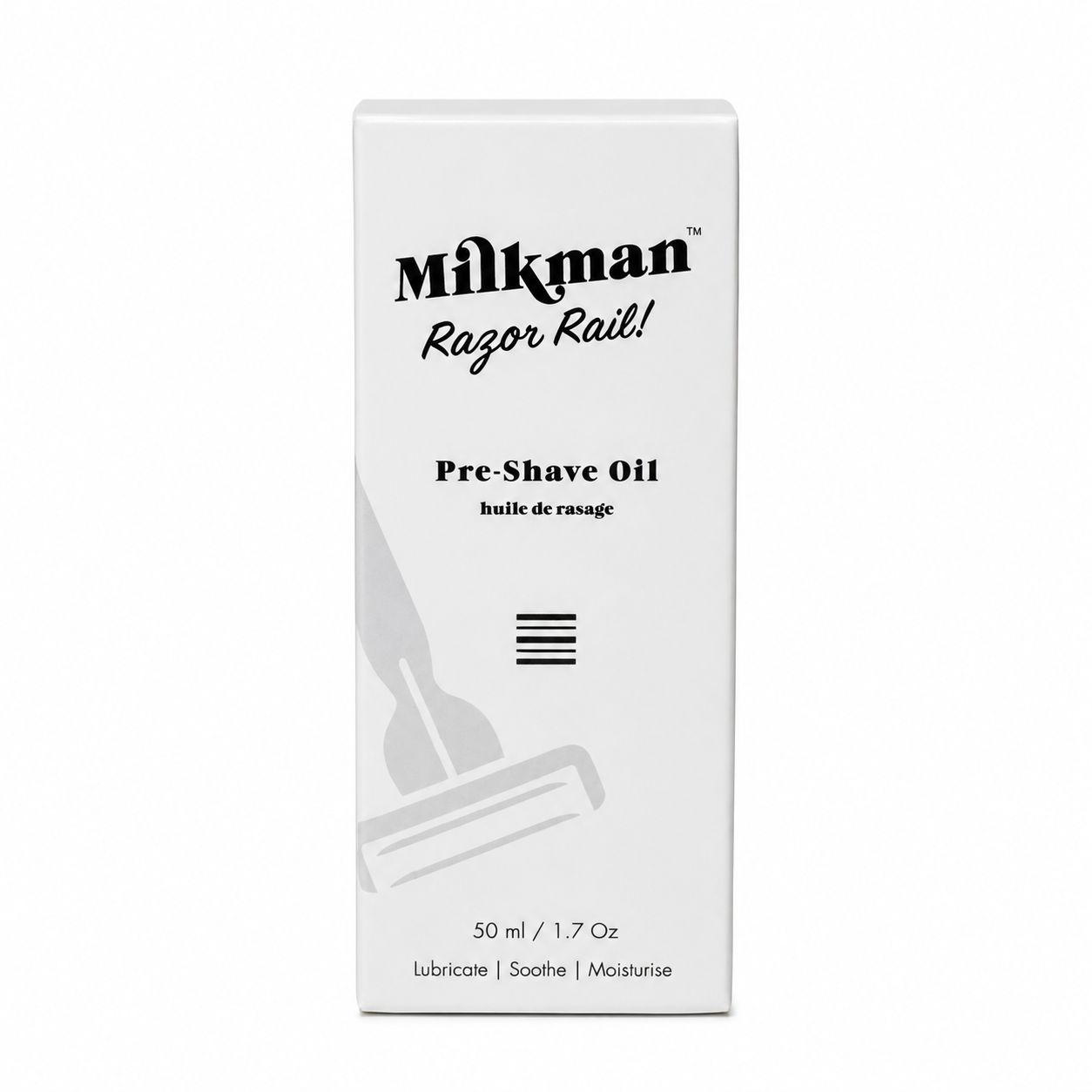 Milkman Razor Rail Pre-Shave Oil 50ML Front Box