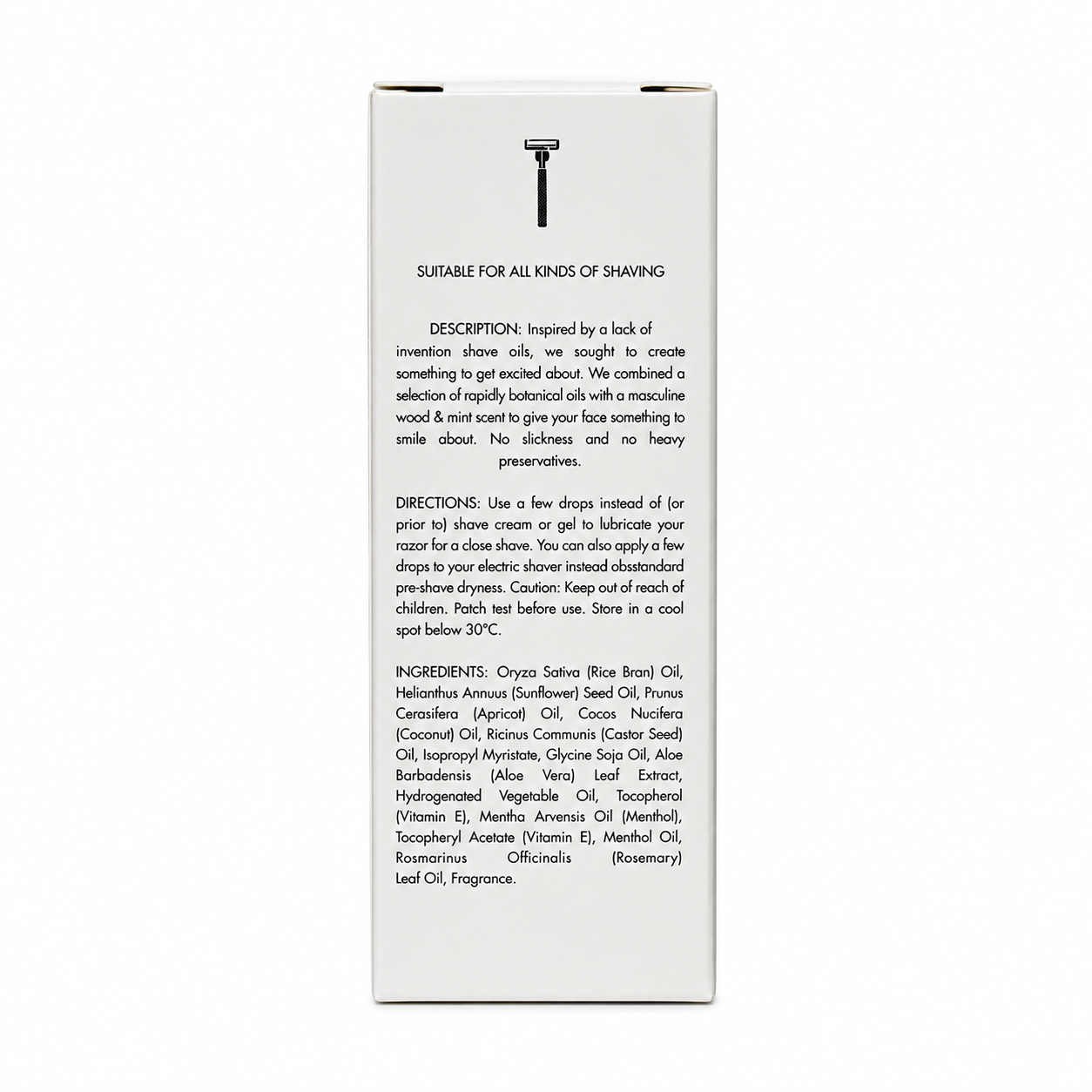 Milkman Razor Rail Pre-Shave Oil 50ML Rear Box
