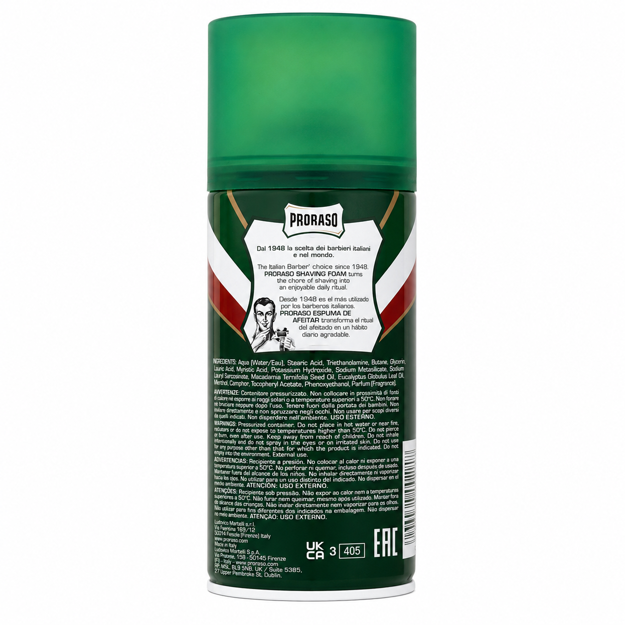 Proraso Shaving Foam Refresh Eucalyptus & Menthol 300ml Rear 